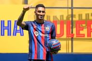 FC Barcelona unveil new signing Raphinha (Photo by David Ramos/Getty Images)